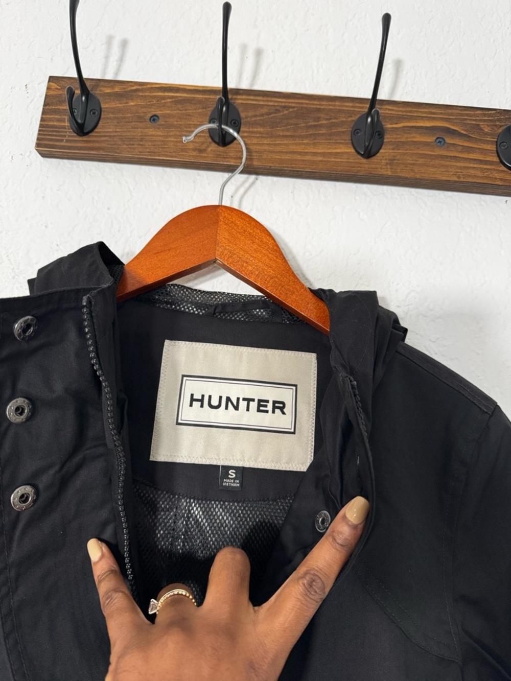 HUNTER Black Water Resistant Smock Jacket Rain Coat - Picture 4 of 6